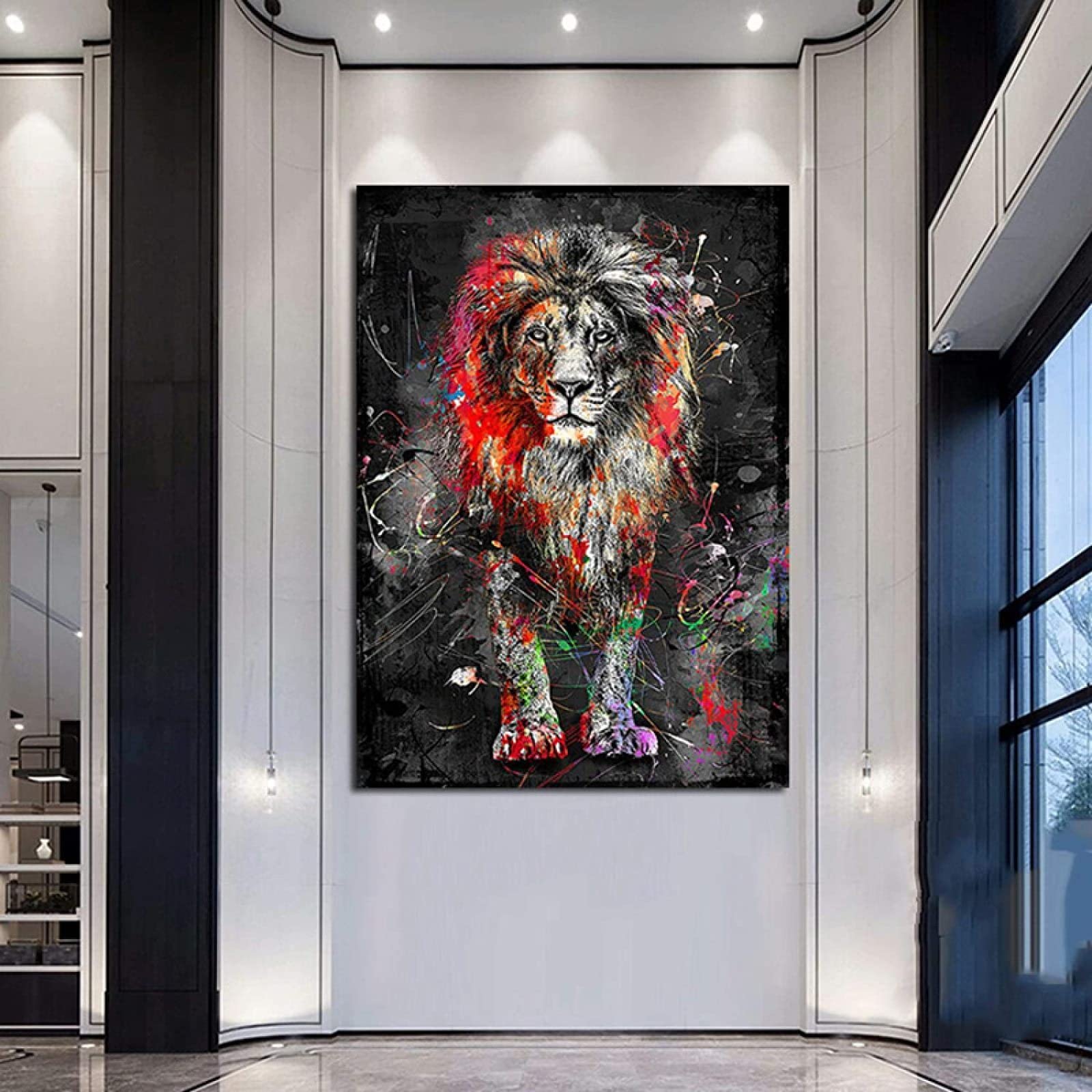 Amazon.co.jp: バンクシーカラフルライオン絵画インテリア動物の壁
