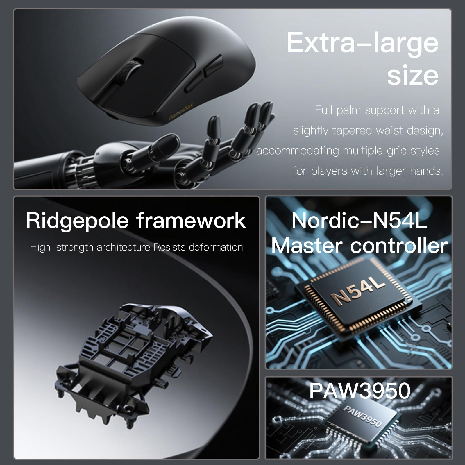 Darmoshark M9 Large Hand Wireless Gaming Mouse,Tri-Mode 8K/USB-C