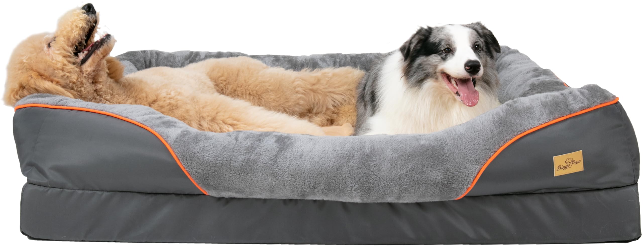 BingoPaw Cama Perro Grande Ortopédica 120x90x10 Cama para Perros Grandes Medianos Sofá Perro Impermeable con Espuma Ortopédica y Funda Lavable (XXL)