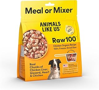 Raw100 Freeze-Dried Raw Chicken Organs Dog Food, Meal or Mixer, Complete & Balanced, High Protein, Non-GMO, 4 oz