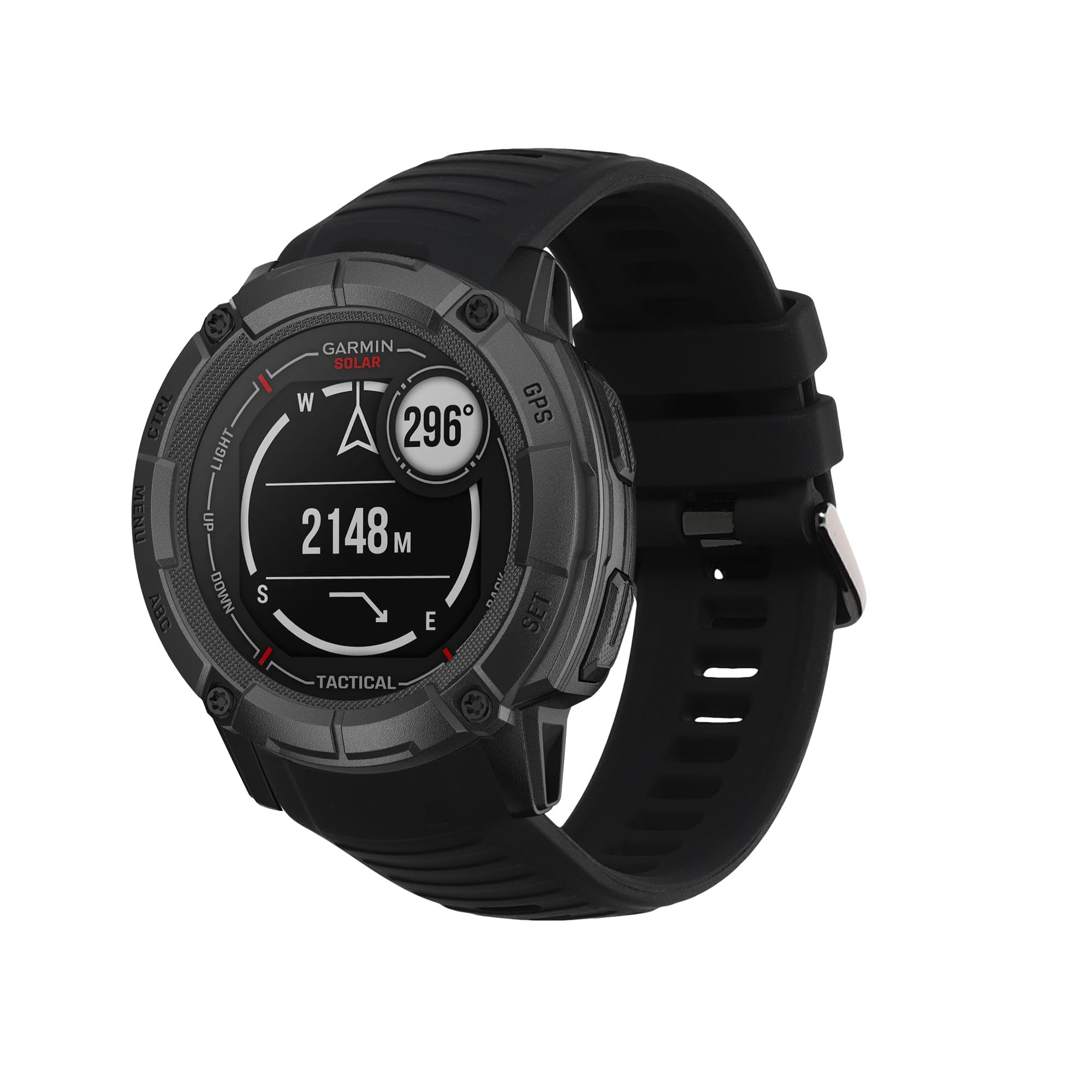 kwmobile Cinturino TPU Silicone con Fibbia Compatibile con Garmin Instinct 2X Solar Cinturino - Cinturini 14-22 cm nero