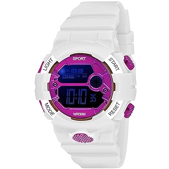 Swadesi Stuff Digital Pink Dial White Rubber Strap Kids Wrist Watch for Boys & Girls