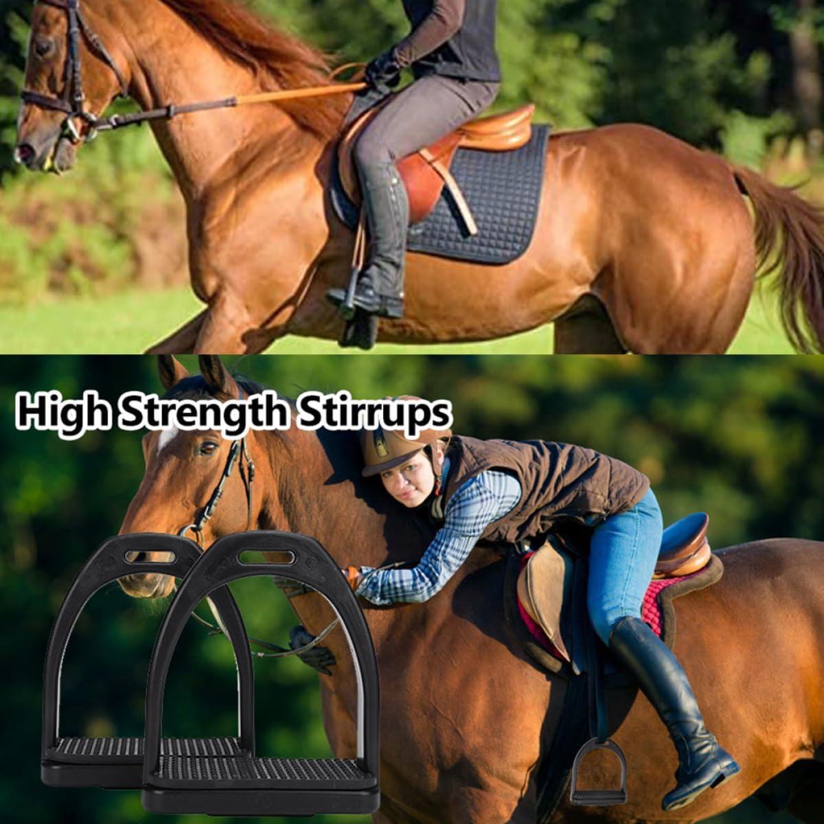 2Pcs Large Non-Slip Plastic Horse Stirrups Riding Accessories for Western Saddle Outdoor Equestrian Use