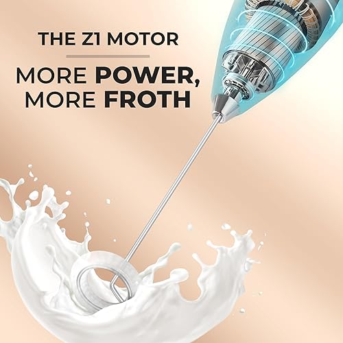 Miniatura 5 de Zulay Kitchen - Espumador de leche de mano con pilas AA Duracell batidora de bebidas resistente para café, latte, capuchino y más, color aurora