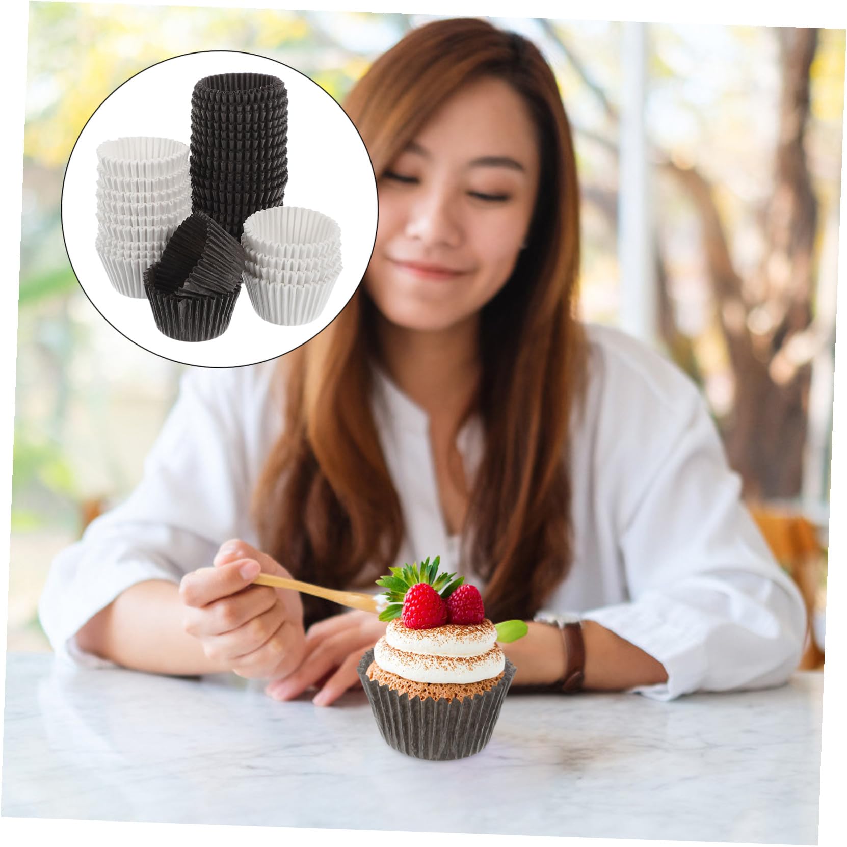 1000 Moldes de Papel para Cupcakes y Muffins de Gran Tamaño | Papel Antigrasa, Textura Firme Olor, para Postres en Baby Showers y Bodas