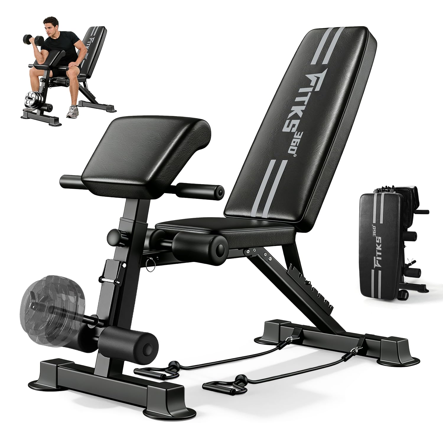 SOFTHOM Hantelbank Klappbare Multifunktion, Verstellbare Fitnessbank für Zuhause, 13 in 1 Fitnessbank für Home Gym, Ganzkörpertraining, 400kg Tragfähigkeit, Trainingsbank Schrägbank, Bauchmuskelbank