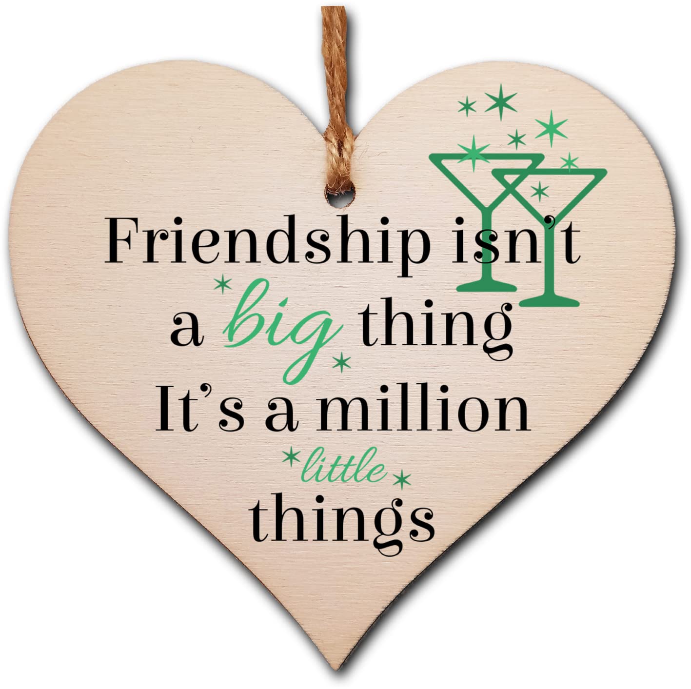 Gift In Can Single Heart Friendship Heart Gift Plaque – Wooden Hanging Sign With Sentimental Message – Best Friend, Work Friend Or Bff Present – Rustic Twine & Ready To Gift – 10X10cm Thoughtful Keepsake