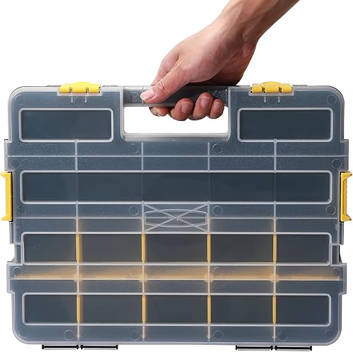 Miniatura 7 de MIXPOWER Juego de 2 organizadores de caja de herramientas de 34 compartimentos, 20 separadores extraíbles, negroamarillo, juego de 2 piezas,