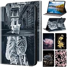 Case for Amazon Kindle Paperwhite 2024 7 inch Features Card Holder, Multi-Angle Kickstand & Golden Art Design, Slim Protective Folio Cover - Cat tiger