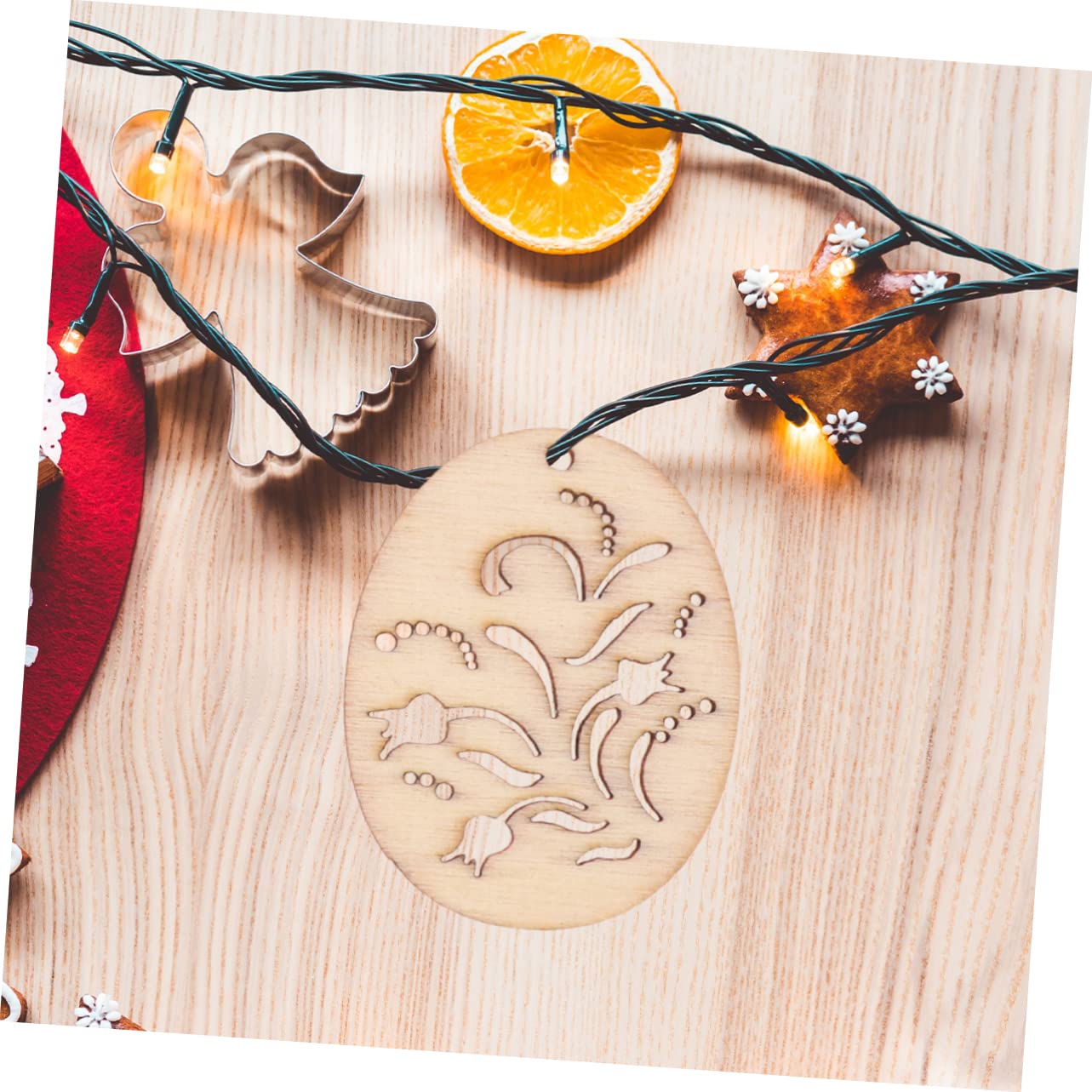 NUOBESTY 3 Juegos Manualidades De Madera Decoraciones Colgantes Adornos De Bolas De Navidad Claro Bolas De Navidad Adornos De Madera De Pascua Colgando Recortes De Bambú 100 Uds * 3