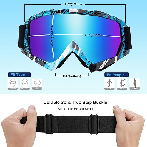 Miniatura 17 de Braylin Adult Ski Goggles, 2-Pack Snowboard Goggles for Youth, Teens, Men & Women, Wide View Snowmobile Goggles