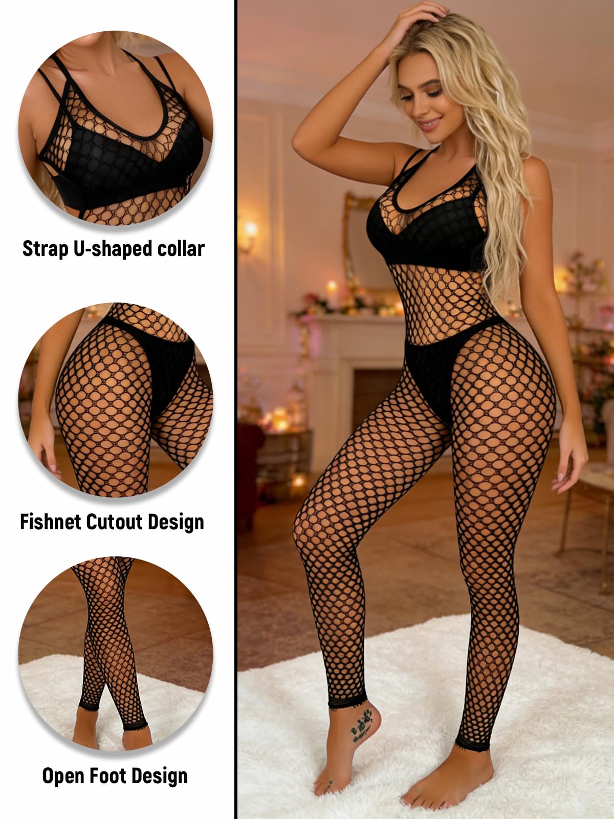 Buitifo Damskie seksowne body rajstopy kabaretki bodycon kombinezon bielizna