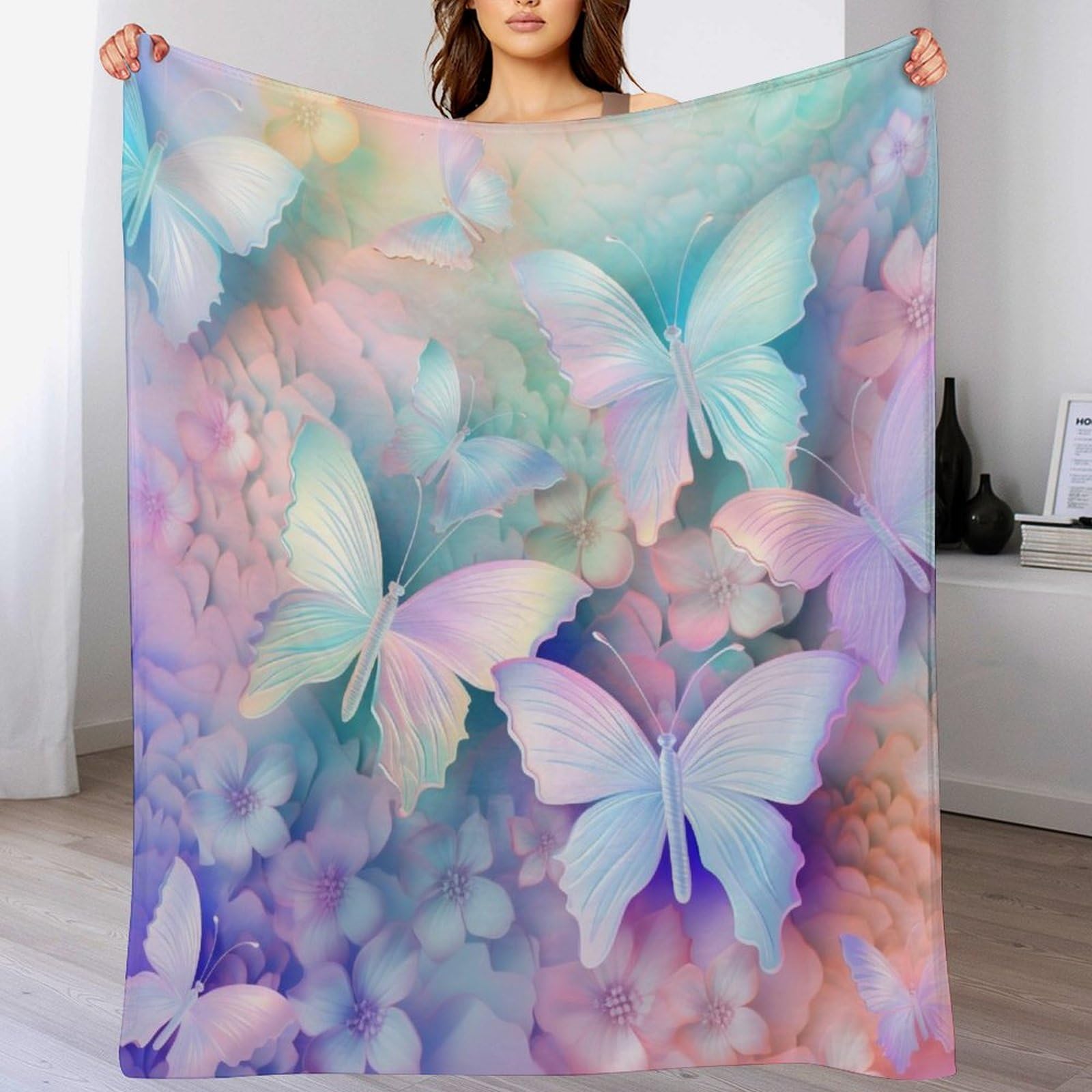 Couverture polaire papillon en flanelle épaisse douce lit 130x150cm