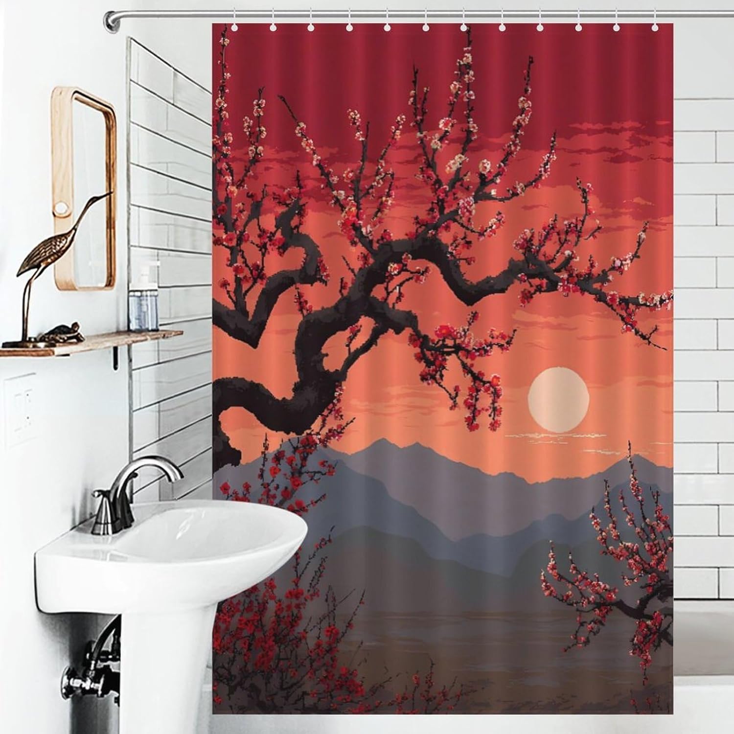 Plum Tree Floral Shower Curtain 46.85x70.87Inch（119x180cm） Polyester Bath Curtain Shower Curtains Printed Decorative