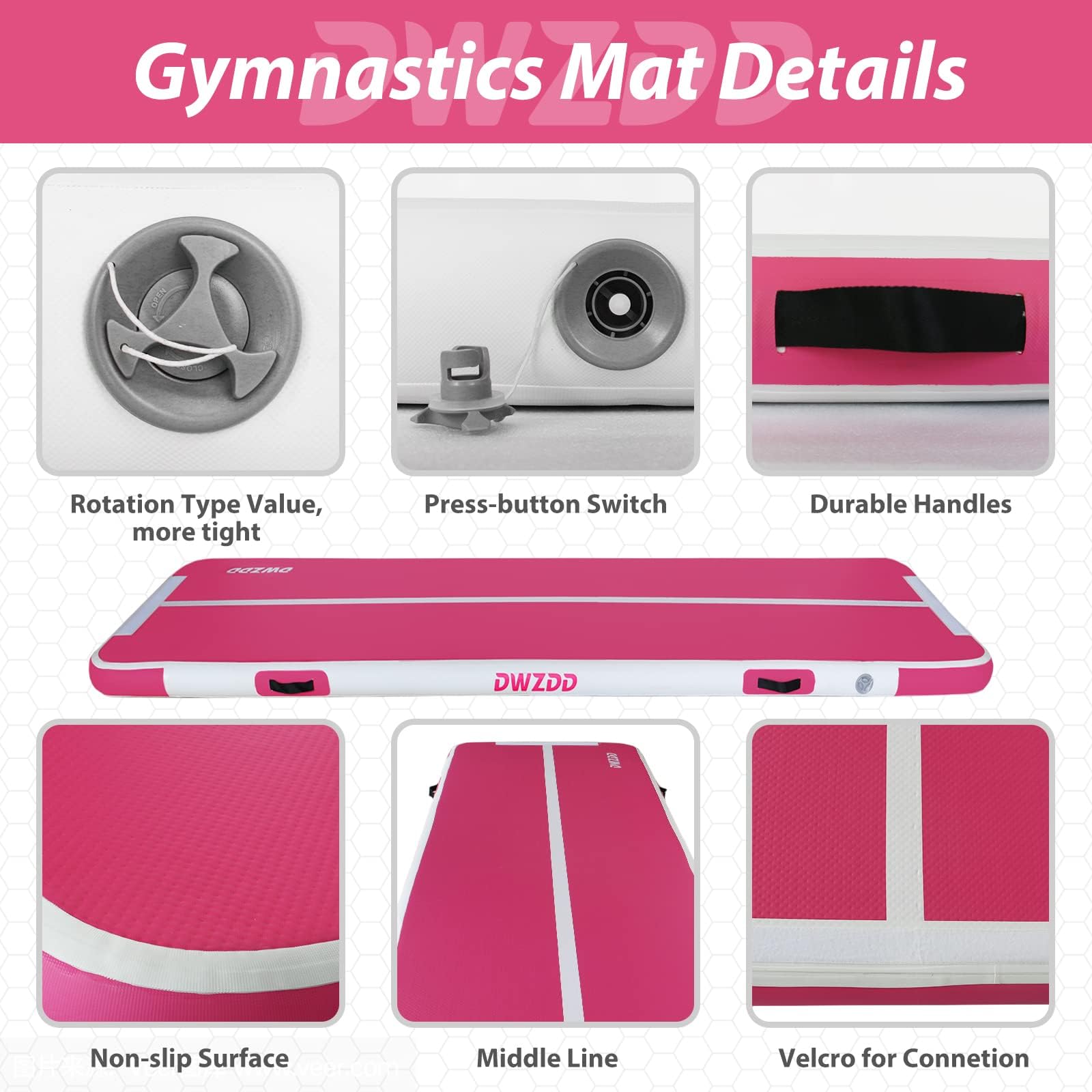 Dwzdd Ginnastica Air Matte Track, 3 m/4 m/5 m/6 m Tappetino di Ginnastica per Bambini, Tappetino di Ginnastica Gonfiabile Tumble Track per Casa/Palestra/Allenamento/Cheerleading/Wasse