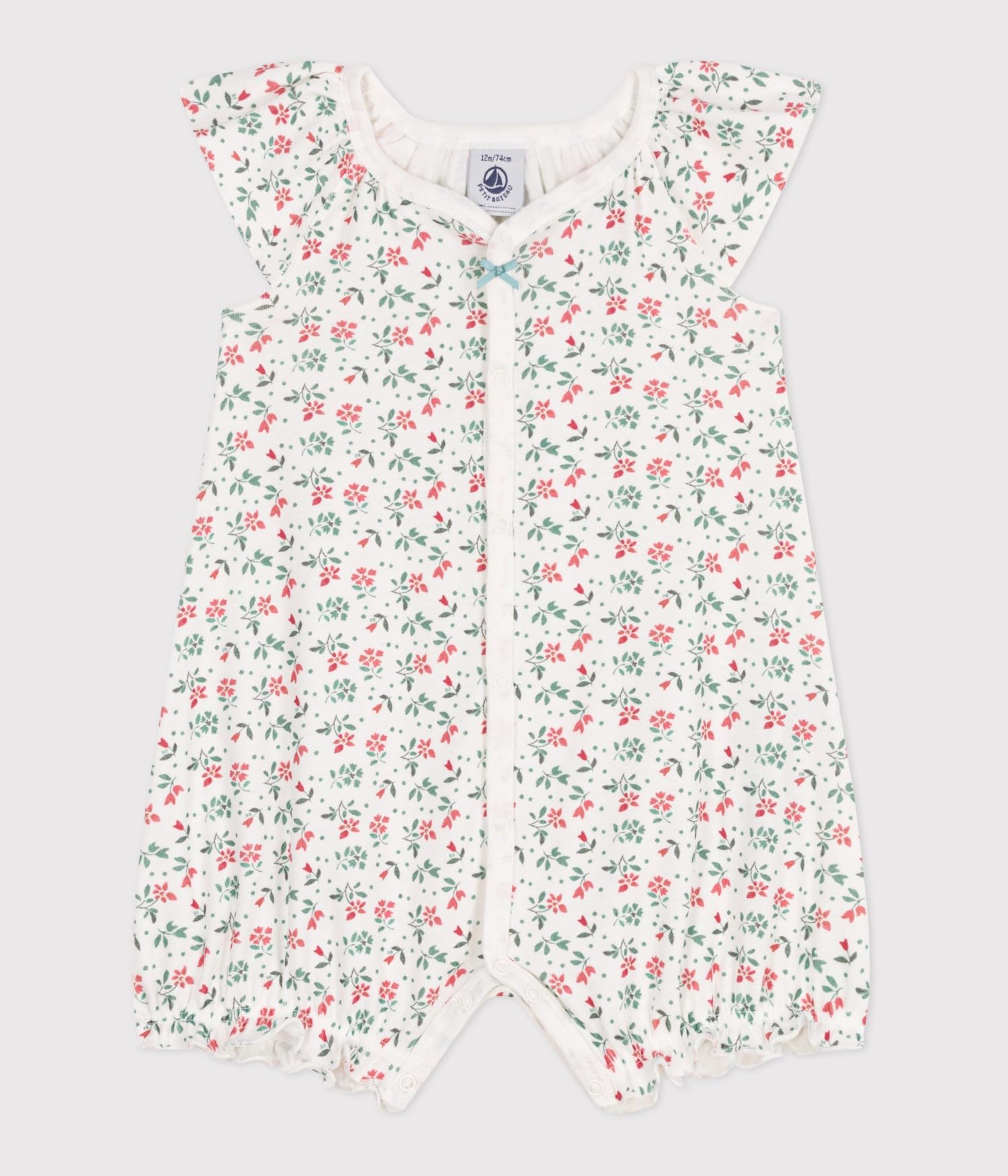 Petit Bateau Baby Girls Combicourt Floral Cotton Jumpsuit White/Multicolor 18 months