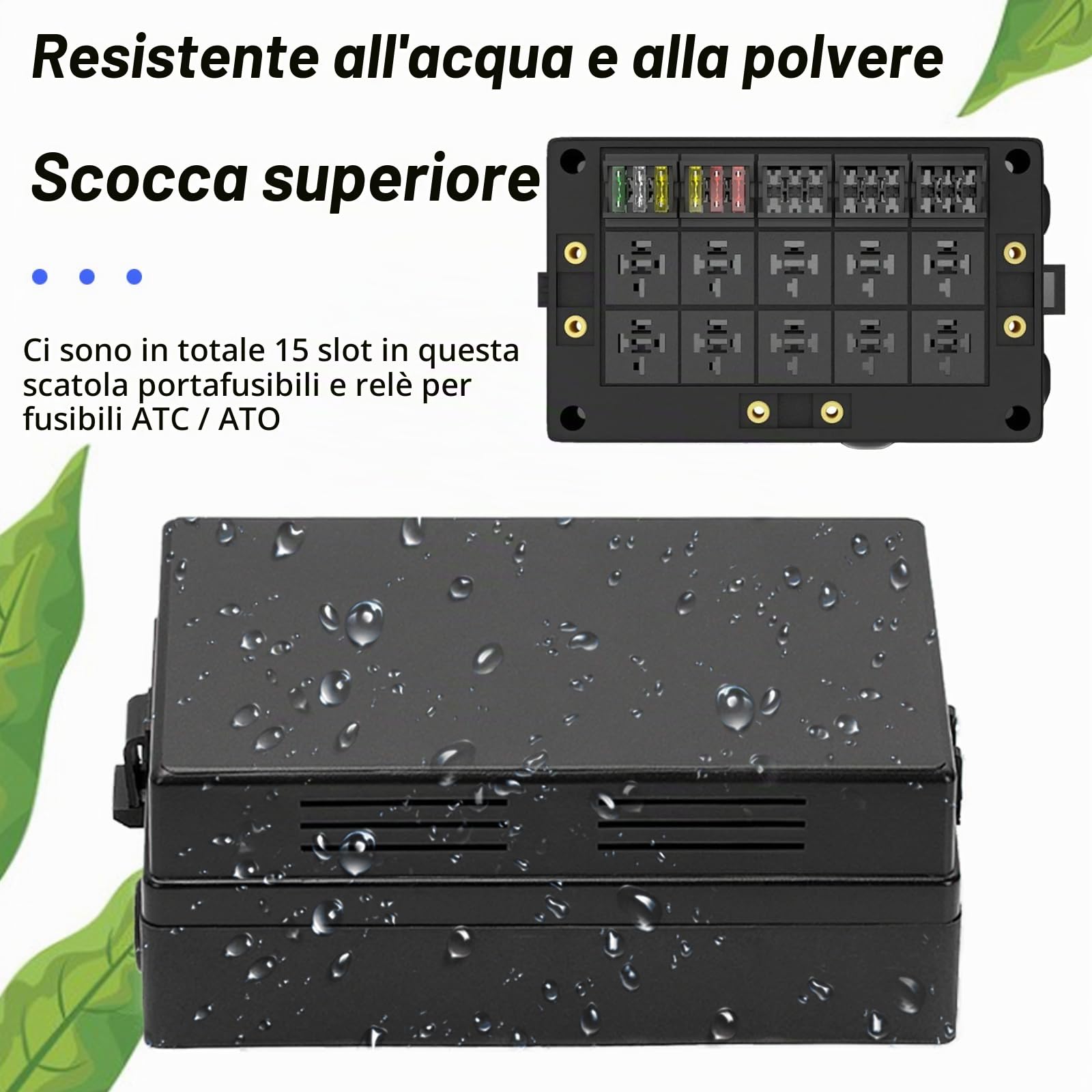 Scatola Relè Fusibili 12 V, 10 Relè 15 ATC ATO Universale Impermeabile Kit