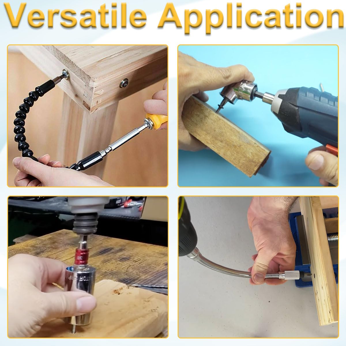 Estensione flessibile per trapano con attacco ad angolo retto a 105° Adattatore per dopa girevole a 360° (1/4" 3/8" 1/2") albero esagonale trapano angolare 105° Estensione pieghevole