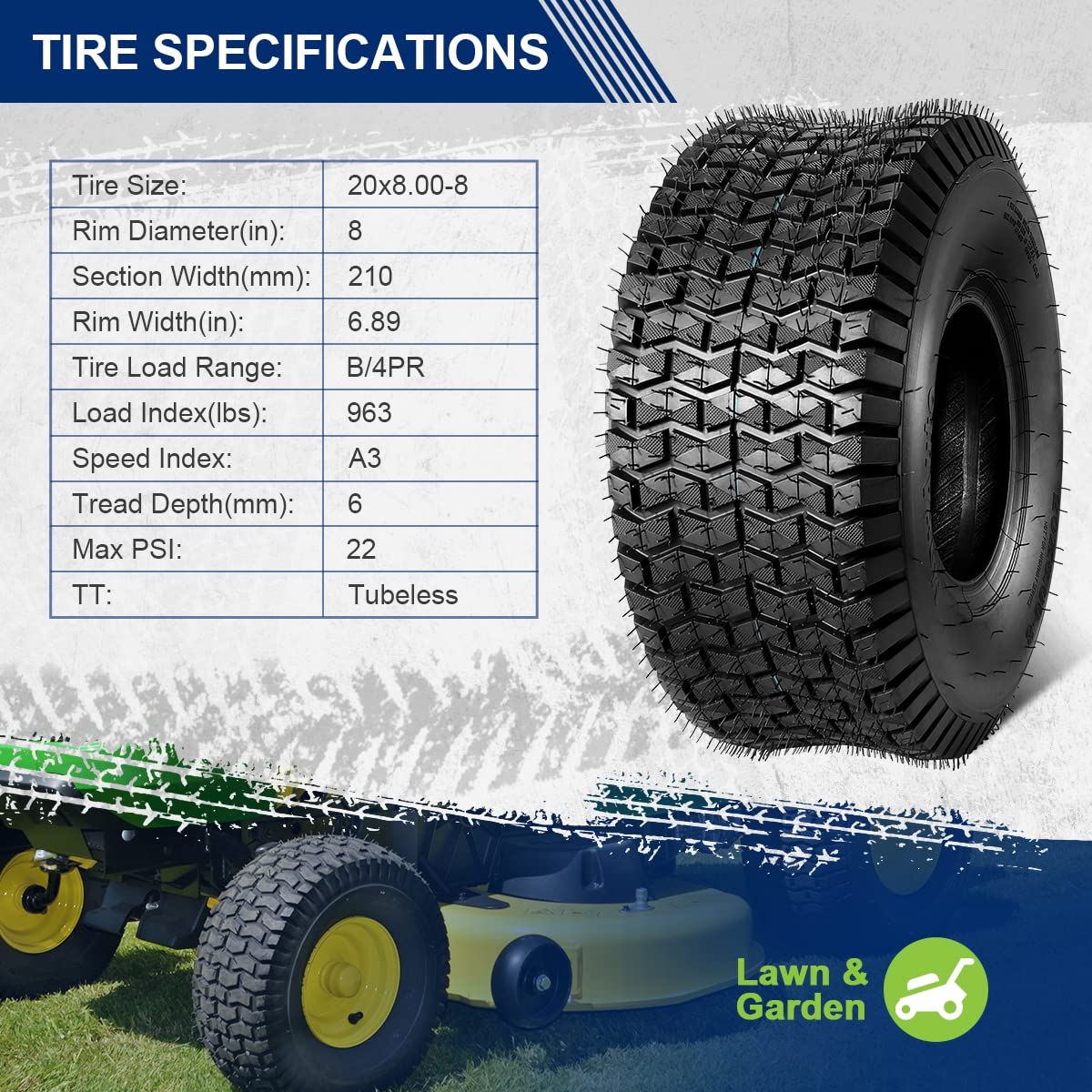 Tạ Dĩ Lâm Amazon.com: MaxAuto FOX V1 20x8.00-8 Lawn Mower Tires, 20x8