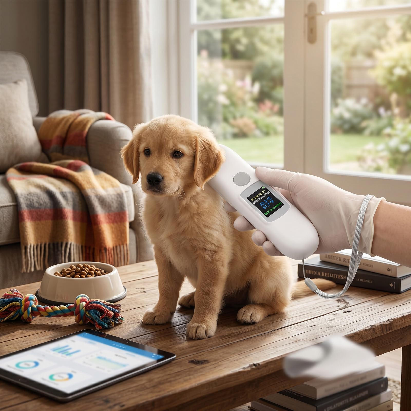 PET-Mikrochip-Scanner, Animal-Tag-Leser mit 1,14 "Farbbildschirm und Temperaturüberwachung, FDX-B für Haustiere kompatibel