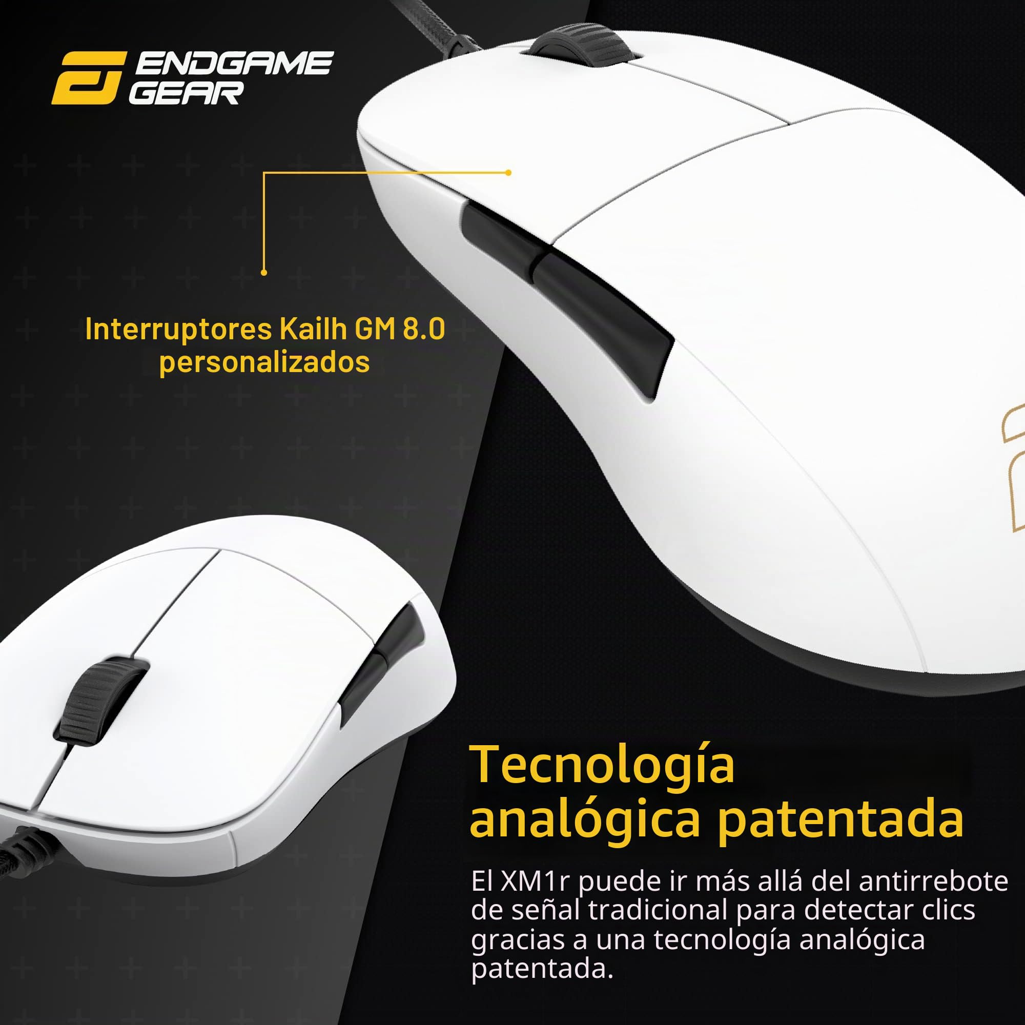 ENDGAME GEAR XM1r - Ratón programable con 5 Botones y 19.000 dpi, XM1r, Color Blanco