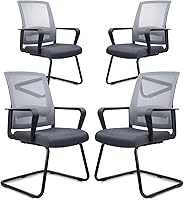 Vista 13 de CLATINA Silla de oficina para invitados con soporte lumbar y respaldo medio de malla serie Space Air Grid para recepción o sala de conferencias, Gris