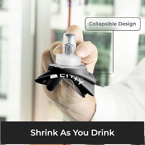 Miniatura 3 de Soft Flask - Botella de agua suave de bolsillo Shrink As You Drink de 12 oz para paquete de hidrataciónchaleco para correr, botella de agua plegable