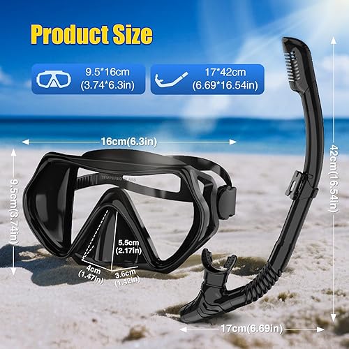 Miniatura 5 de Snorkeling Gear, Dry Snorkel Set180 Panoramic Wide View,Anti-Fog Scuba Diving Mask, Professional Snorkeling Gear for Free Breathing, Swimming, Diving