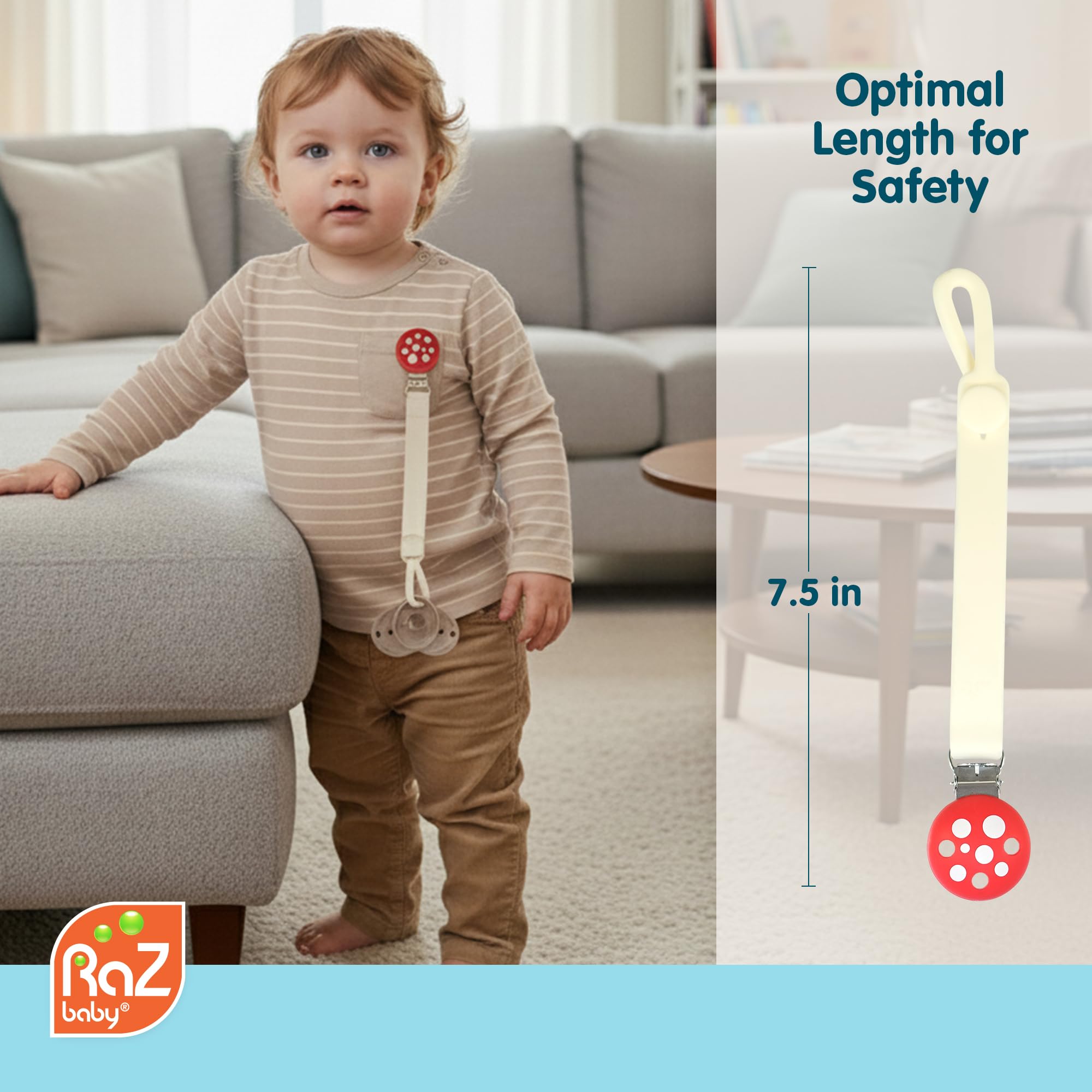 Amazon.com : RaZbaby Chompy Silicone Pacifier Holder Clip Set – 2