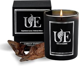Oud Vanilla Scented Candle, Aromatherapy Candle for Home Scented - 55 Hours Long Lasting Soy Wax Candle - Strong Fragranced Black Candle Gift for Women & Men, 8 oz