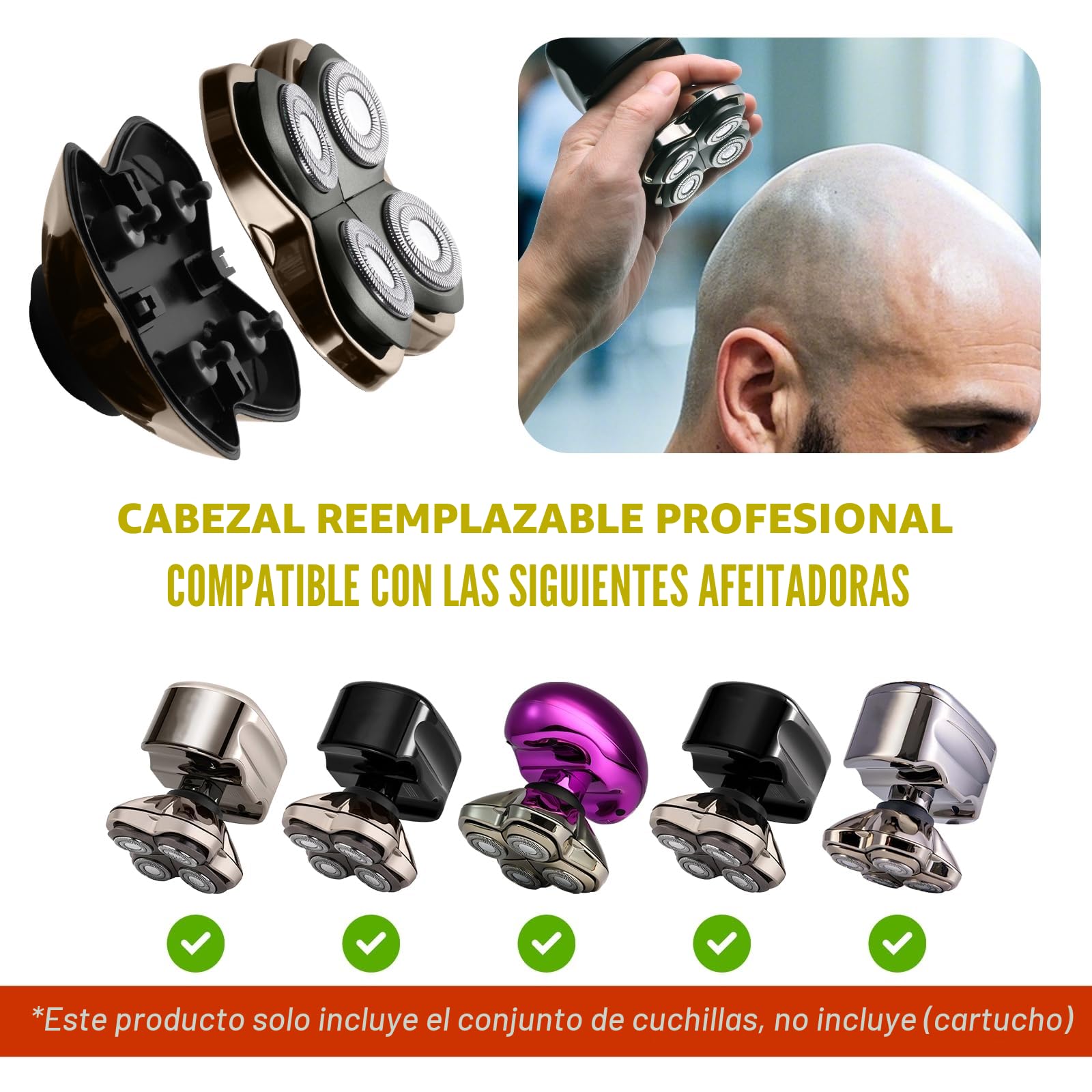Cabezales de repuesto Pro 4 para afeitadoras Pitbulls Gold, Silver, Platinum y Butterfly Kiss