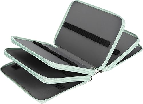 Miniatura 3 de Estuche para lápices de gran capacidad con 252 ranuras, soporte portátil de múltiples capas en oro rosa, almacenamiento extragrande, material de