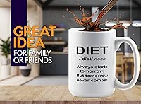 Vista 2 de Taza de café dietista de 15 onzas, color blanco - Always Starts Tomorrow - Dietético Dietista Psicólogo Nutricionista Nutricionista Registrado