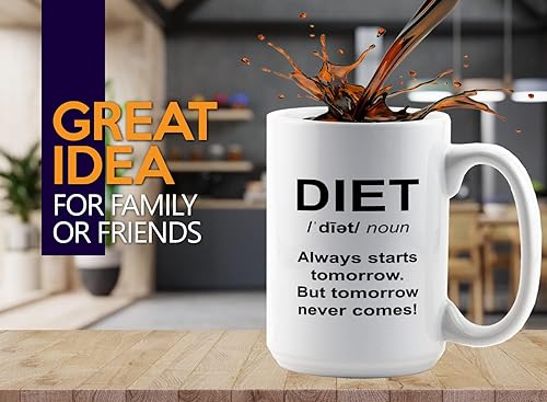 Miniatura 2 de Taza de café dietista de 15 onzas, color blanco - Always Starts Tomorrow - Dietético Dietista Psicólogo Nutricionista Nutricionista Registrado
