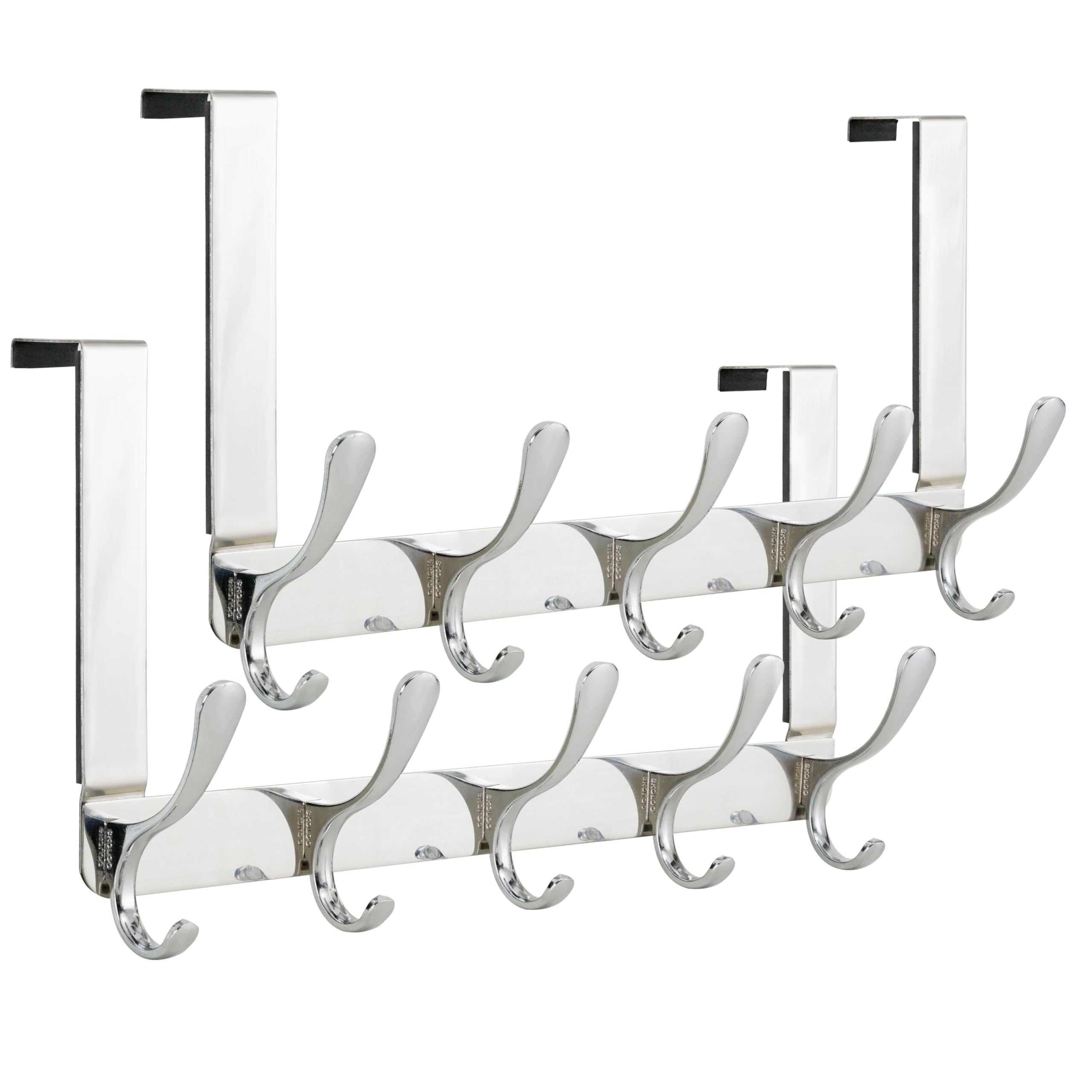 Skoloo Silver Over The Door Hook, Coat Hooks For Hanging Clothes, Towels, Coats, Hats, Over The Door Towel Hook - Pack Of 2, Assembly Required