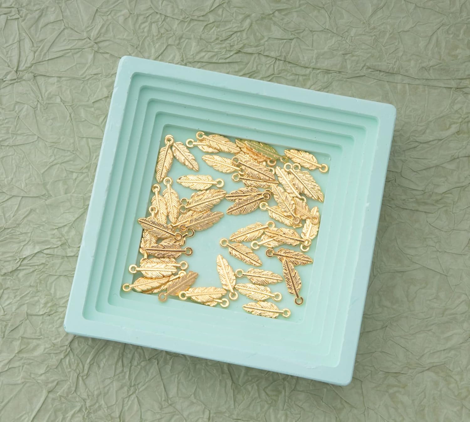 Ruwado 50 Pcs Feather Charms Small Alloy 1.5 x 0.5 cm Cute Vintage Pendants Accessories for Jewelry Making Necklace Bracelet DIY Finding Kits Earring Crafting Scrapbooking (Gold) - Image 3