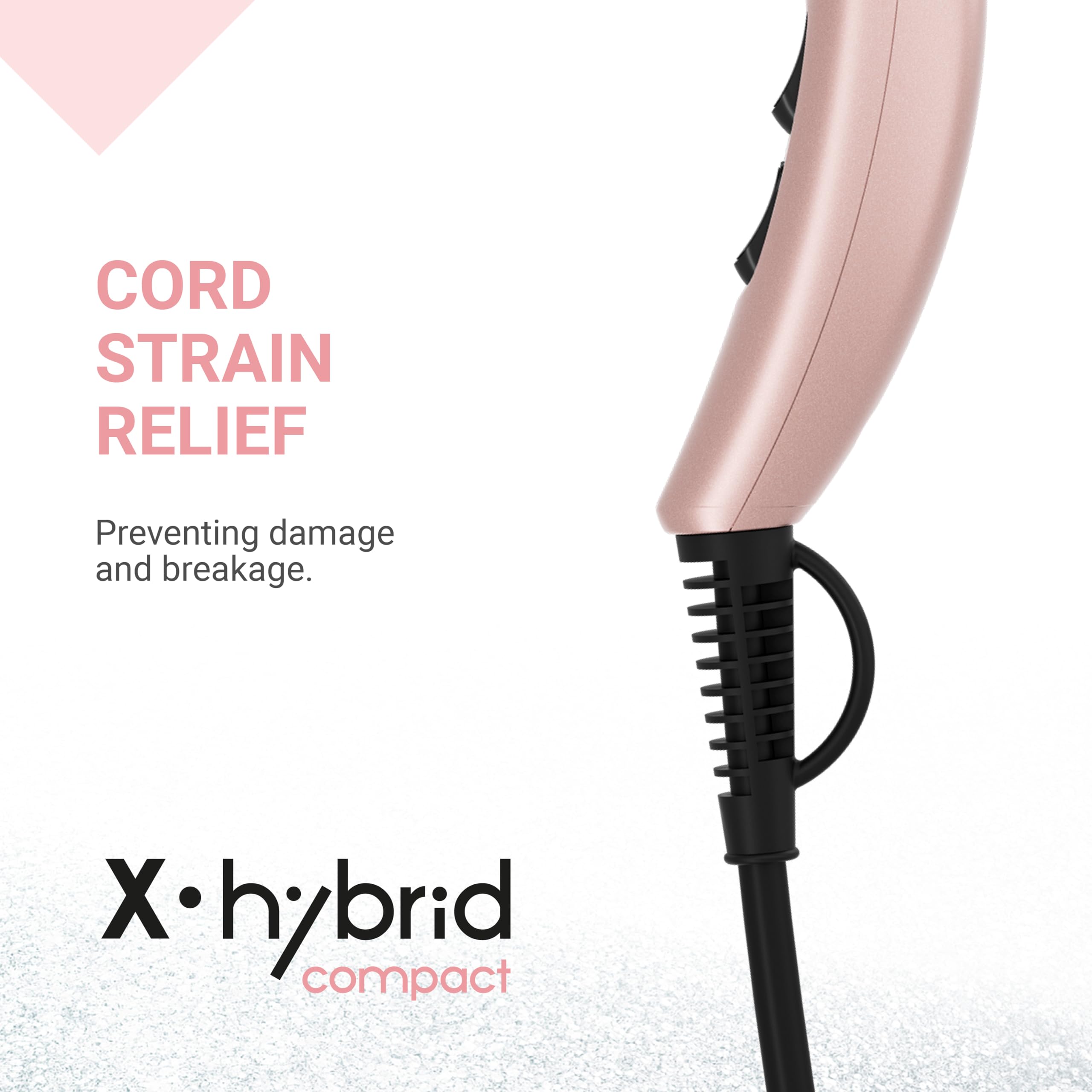 GAMMA+ Asciugacapelli Professionale X-Hybrid Compact, Phon per Capelli Leggero e Compatto, Tecnologia Ionica, Griglia Rivestita in Tormalina, 1800-2100W (Gold Rose)