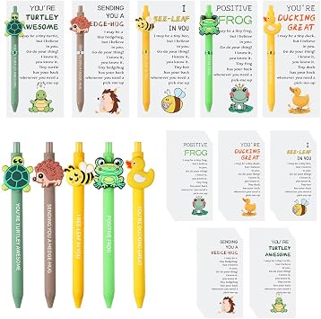 BHHQHH 30 Sets Employee Appreciation Gifts Bulk Funny Animal Thank You Ballpoint Pens with Motivational Cards Inspirational Gifts for Coworkers Teacher Team Staff