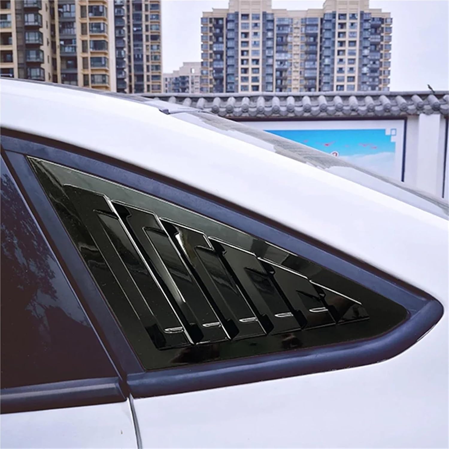 for Ford Focus Sedan 2012 2013 2014 2015 2016 2017 2018 Car Rear Window Louver Shutter Cover Side Vent Trim Windshield Cover(Carbon Look)