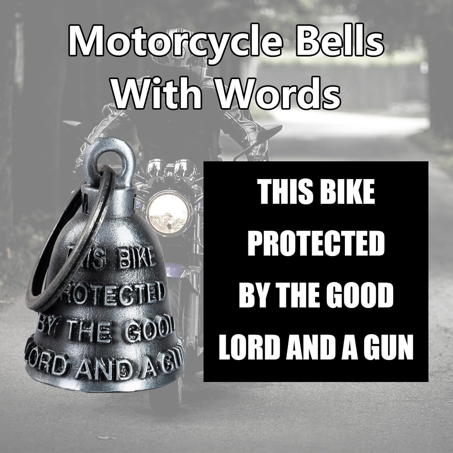 Motorcycle Bell for Biker Good Luck Riding Bells with Hanger - Image 2