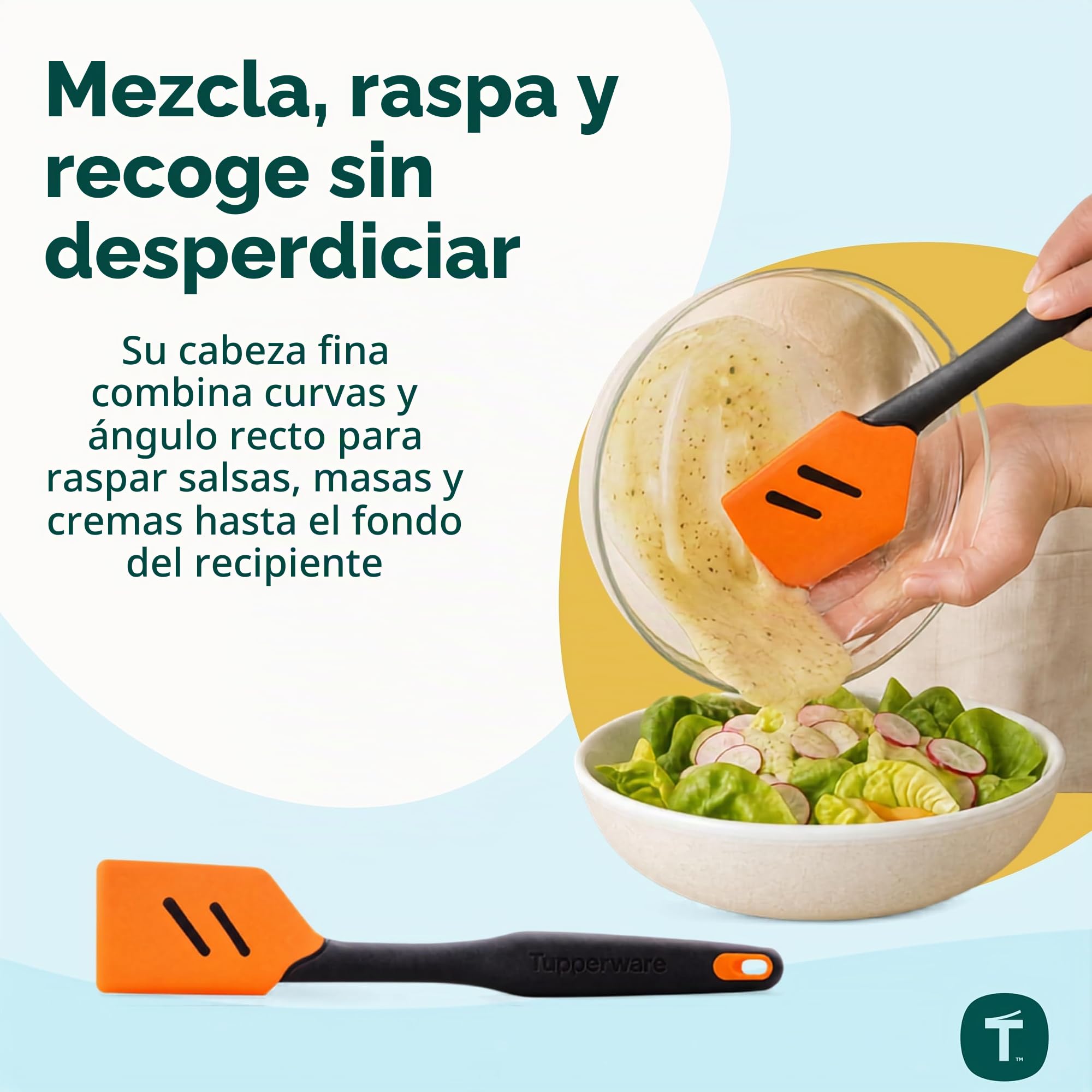 Tupperware D167 Top Rascador de ollas de silicona naranja grande de