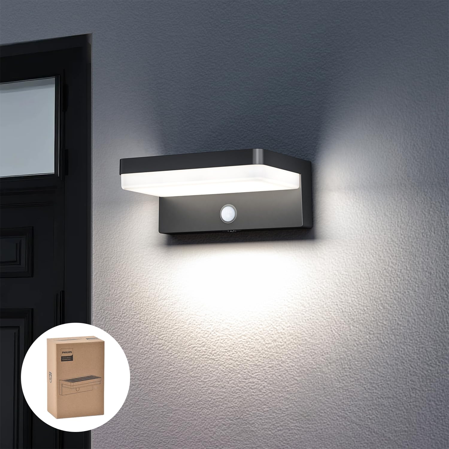 Philips Solarlampen für Außen mit Bewegungsmelder, 3 Modi Solarleuchten Beleuchtung IP54 Wasserdichte, 5000K Solar Lampe Aussen für Garage, Hof, Eingang