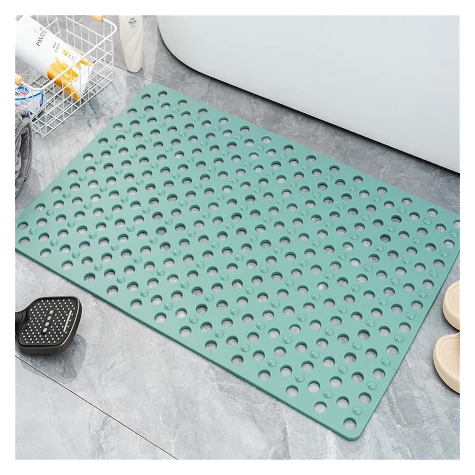Tappeto Antiscivolo Vasca Tappetino doccia antiscivolo | Con ventose e fori di drenaggio(Green,37x72cm)