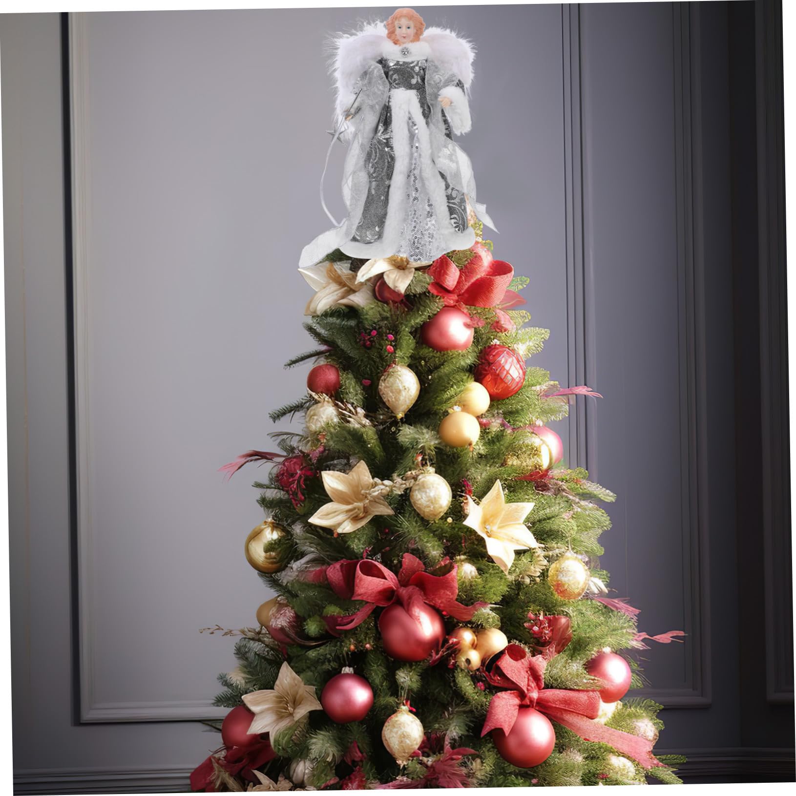 GANAZONO Engel Figur Weihnachten Baumspitze Kleine Engelsstatue für Dekoration Weihnachtsengel-Accessoire aus Hochwertigem Material