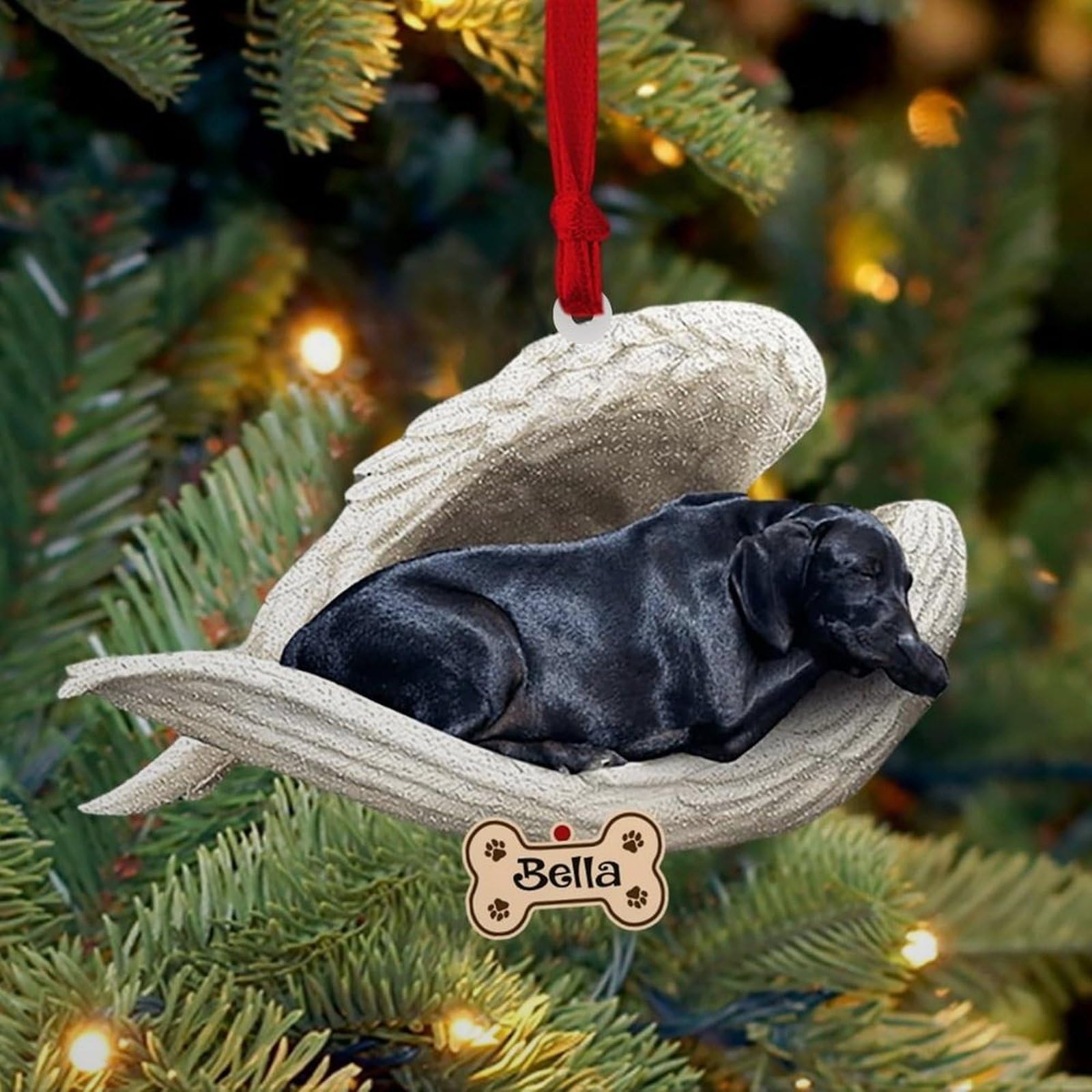 Luckluccy Labrador-Black Personalized Labrador Black Ornament,Custom Labrador Black Dog Ornament With Angel Wing,Dog