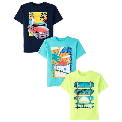 The Children's Place Boys Vehicle Short Sleeve Graphic T-Shirts,multipacks