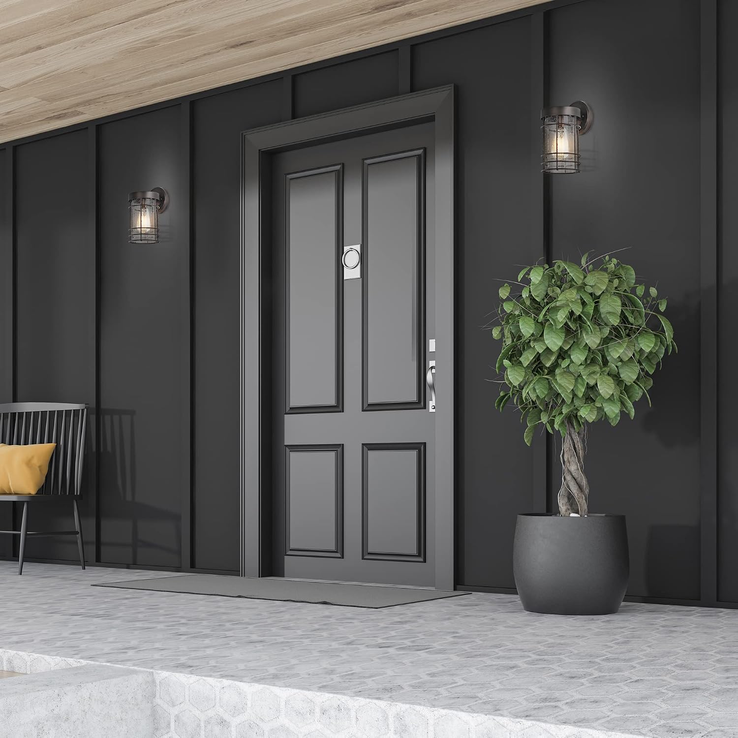 Edvivi Modern Traditional Wall Sconce, 1 Light, Decoration Oil Rubbed Bronze Finish Outdoor Wall Light with Seeded Glass Shade for Exteriors Porch Patio Front Door Backyard