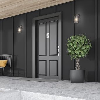 Edvivi Modern Traditional Wall Sconce, 1 Light, Decoration Oil Rubbed Bronze Finish Outdoor Wall Light with Seeded Glass Shade for Exteriors Porch Patio Front Door Backyard