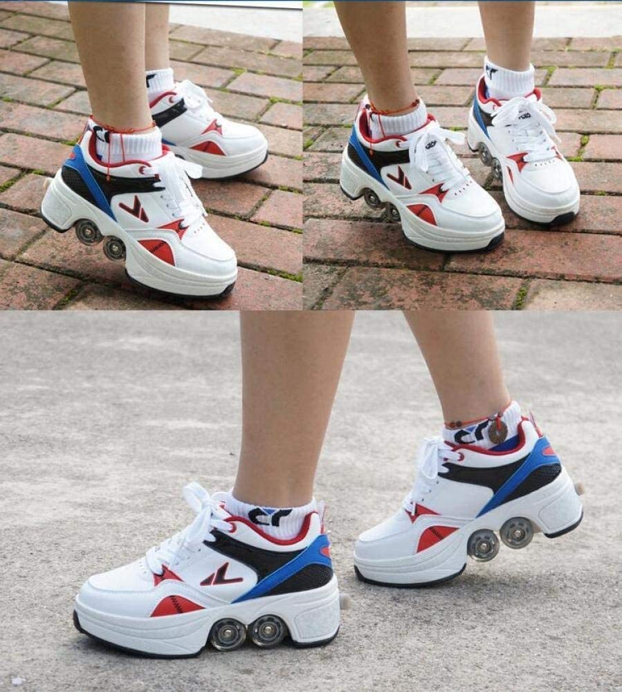 Roue Chaussures De Sport Chaussures De Skate à roulettes Chaussures roulettes Fille Et Garçon Entraînement Roller Skate Chaussures avec roulettes Doubles Bouton
