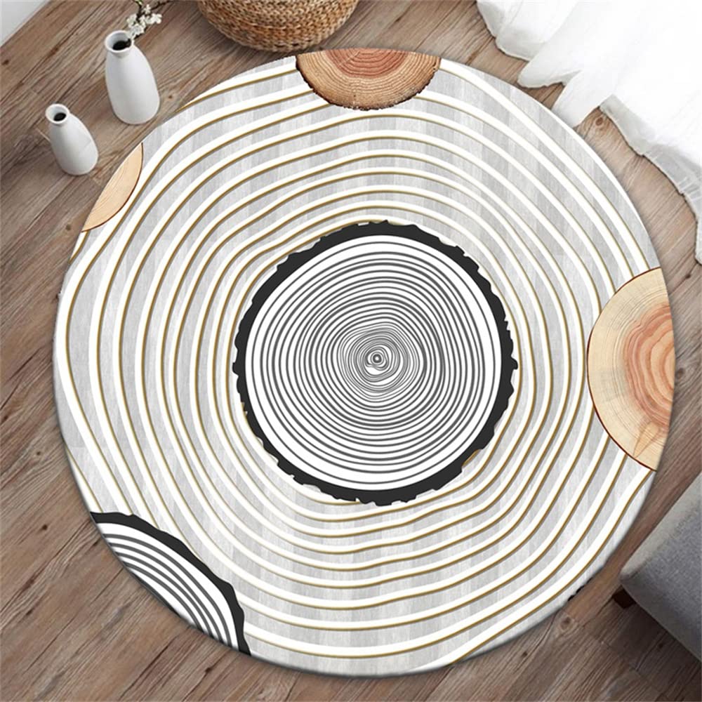 Tapis rond salon effet souche d'arbre 120cm pour réchauffer votre balcon et salle à manger